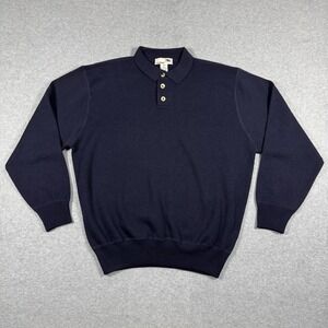 I Levrieri Men's Long Sleeve Polo Sweater L Navy Blue 3 Button